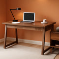 55 Inch Walnut Brown Desk With Drawer For Home Office