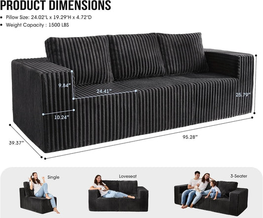 Modular Sectional Sofa With Deep Memory Foam Comfort