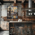 Brooklyn Twilight: Iconic NYC Bridge & Skyline Oil Painting Canvas Art