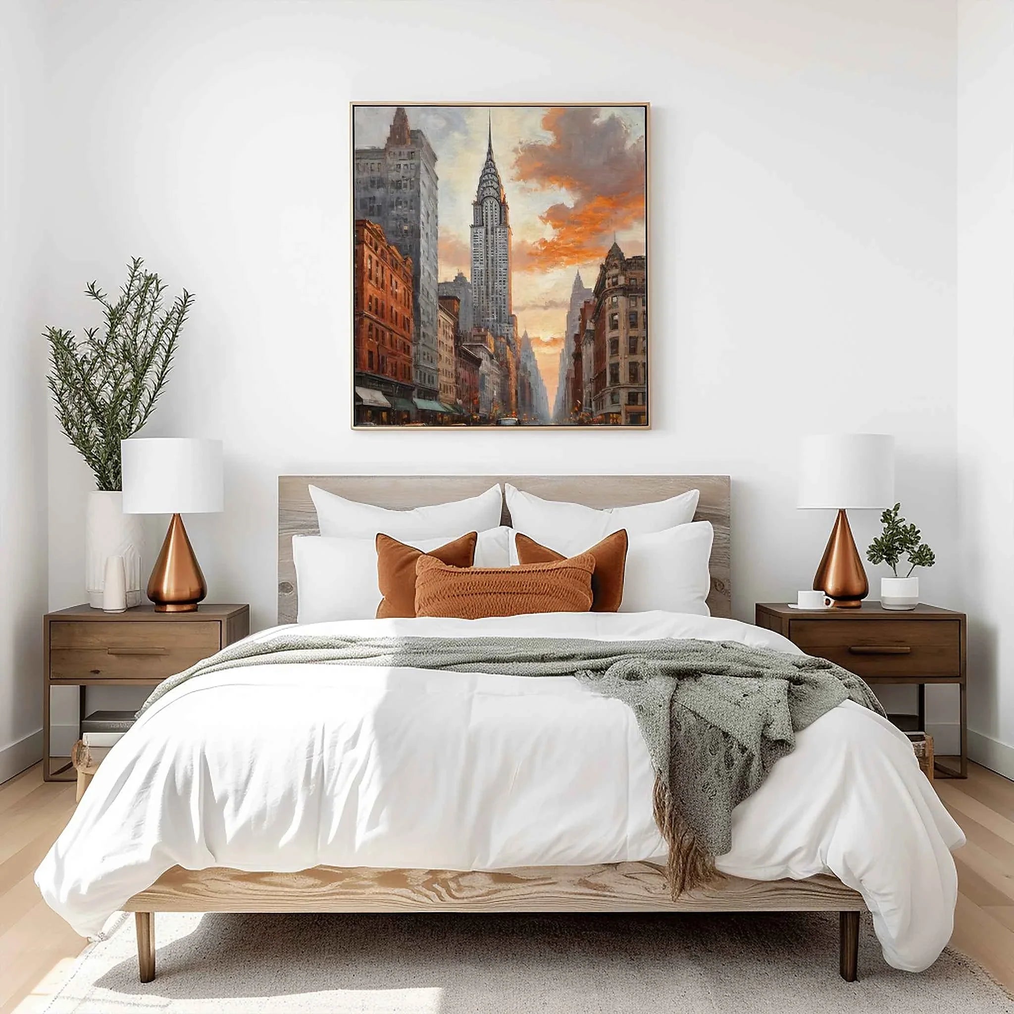 Golden Chrysler: Sunset Manhattan Skyline & Art Deco Architecture Oil Painting