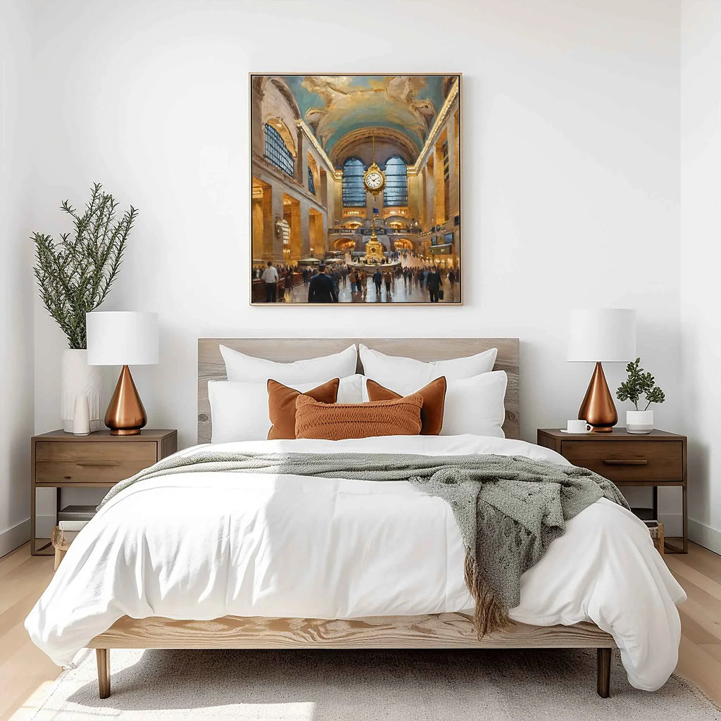 Grand Central Glory: Iconic NYC Terminal & Celestial Ceiling Oil Painting