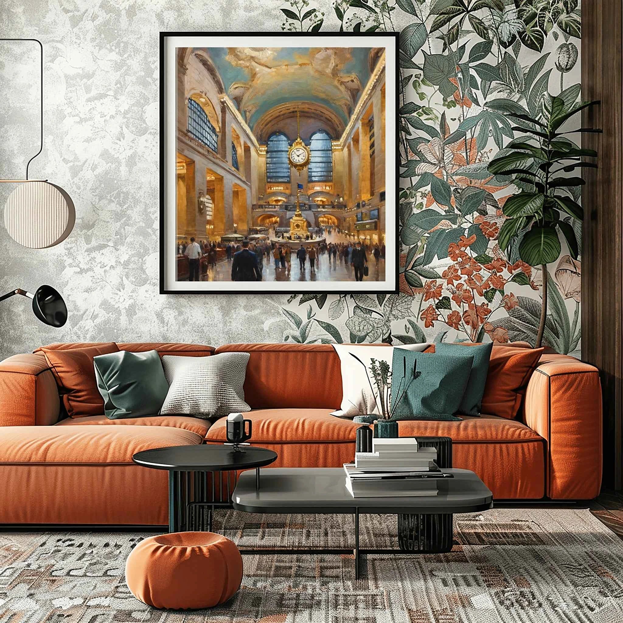 Grand Central Glory: Iconic NYC Terminal & Celestial Ceiling Oil Painting