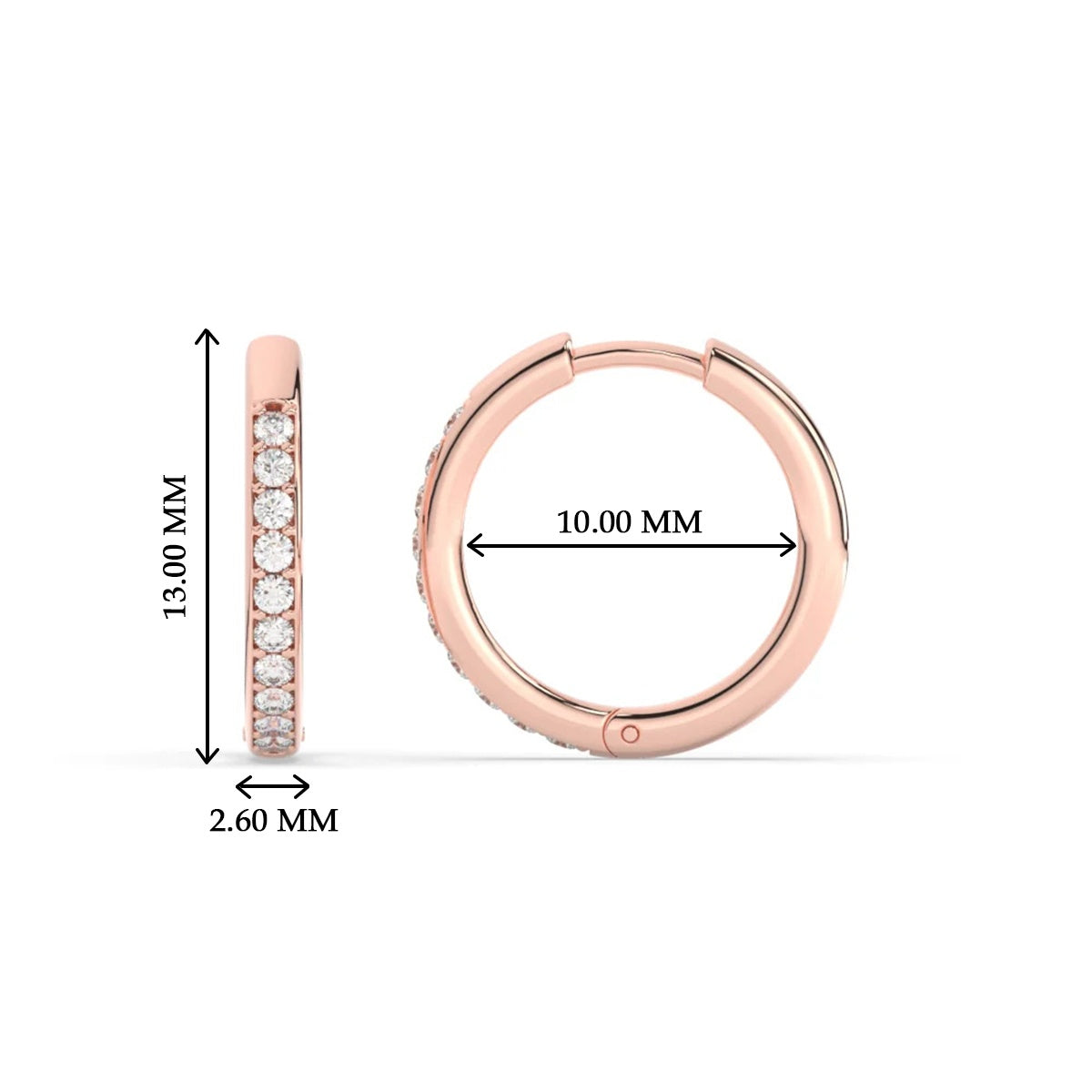 Pave Set Round Diamond Hinged Hoop Earrings