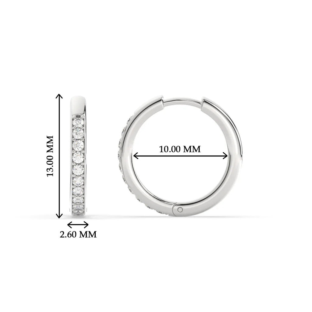 Pave Set Round Diamond Hinged Hoop Earrings