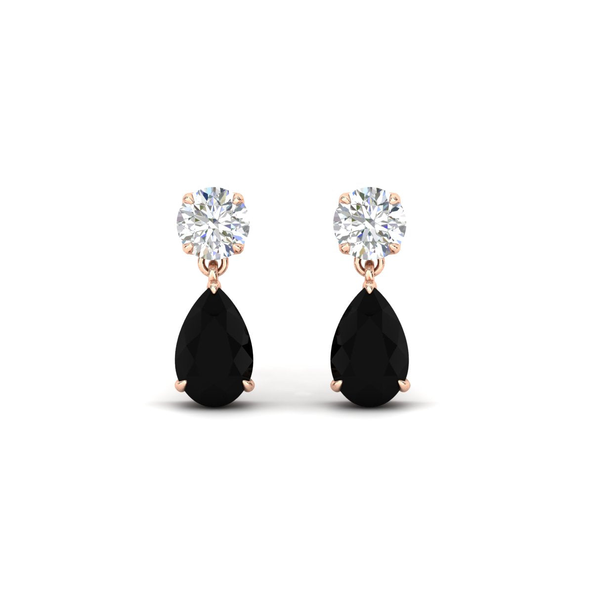Round And Pear Drop Stud Earrings