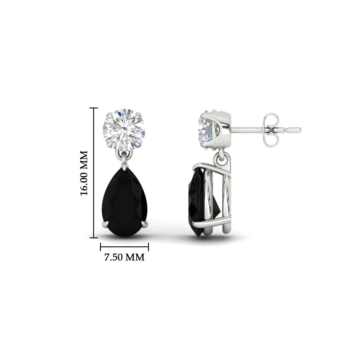 Round And Pear Drop Stud Earrings