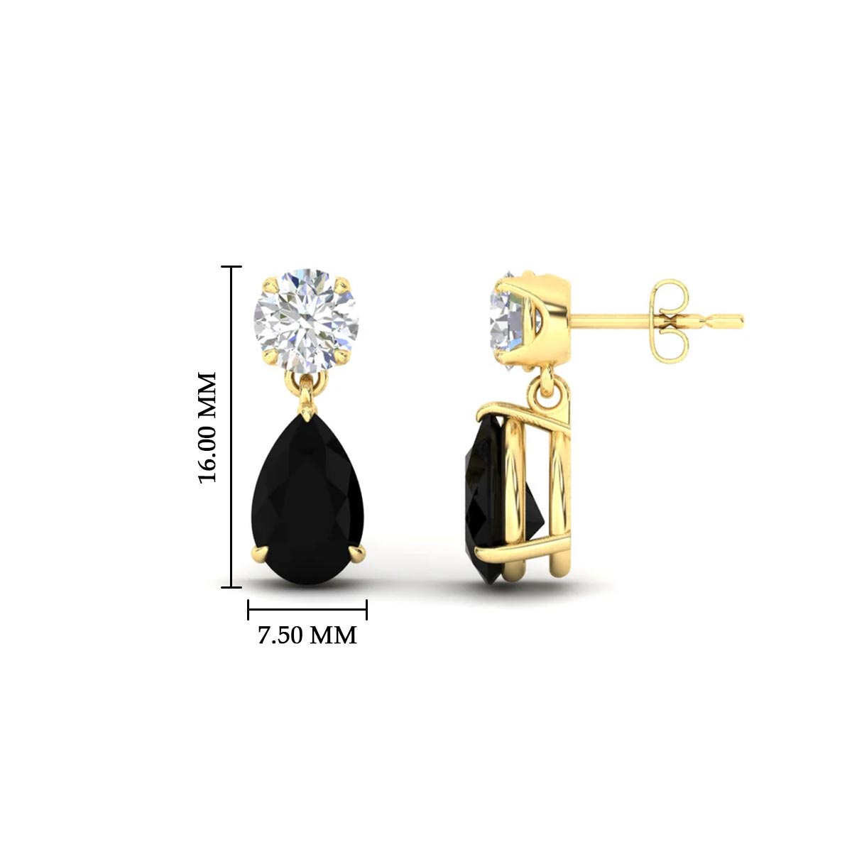 Round And Pear Drop Stud Earrings