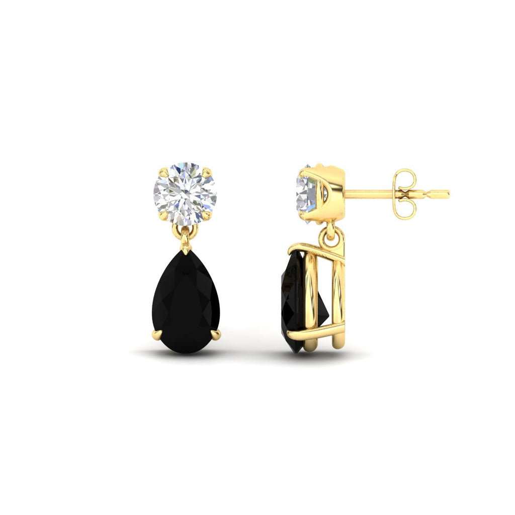 Round And Pear Drop Stud Earrings