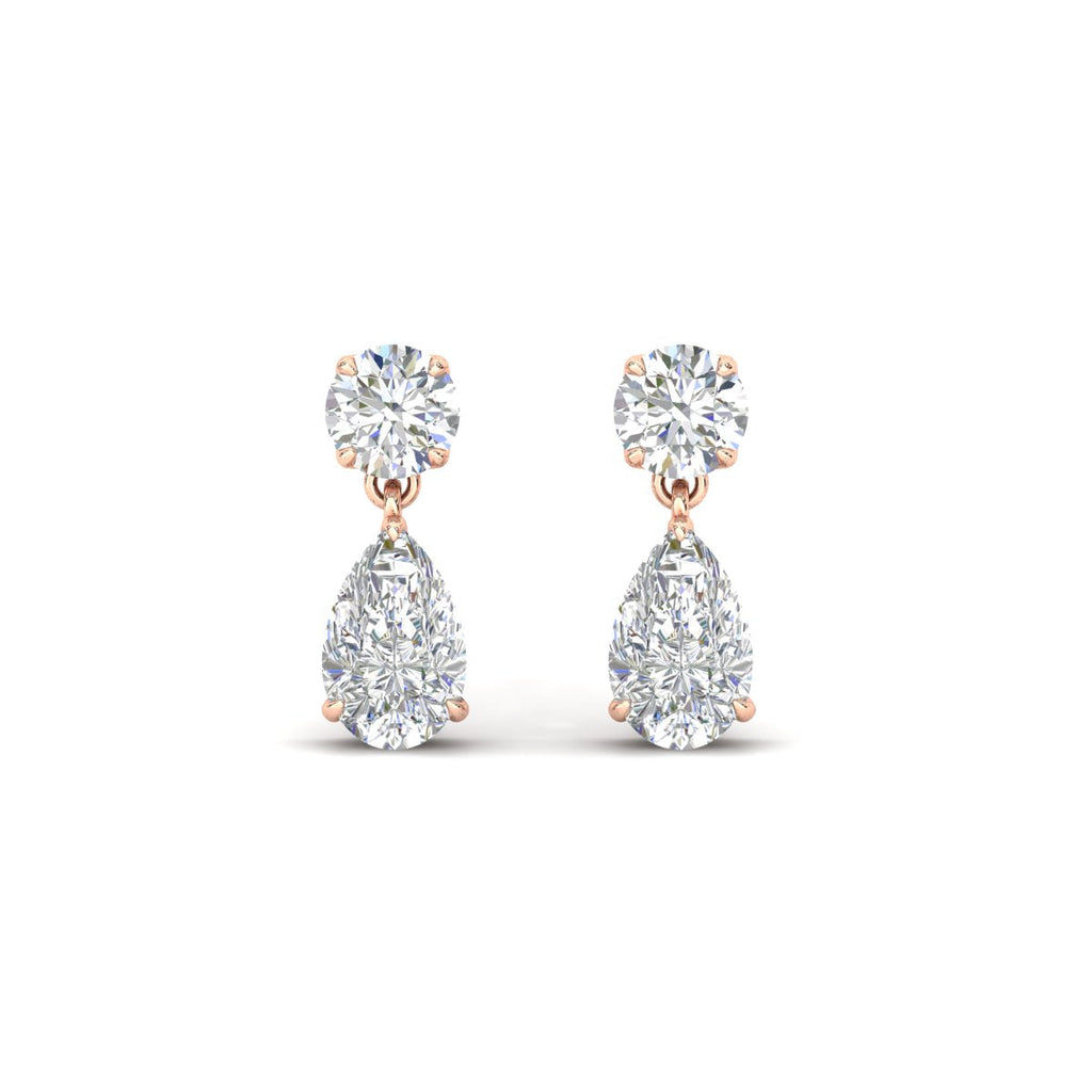 Round And Pear Drop Stud Earrings