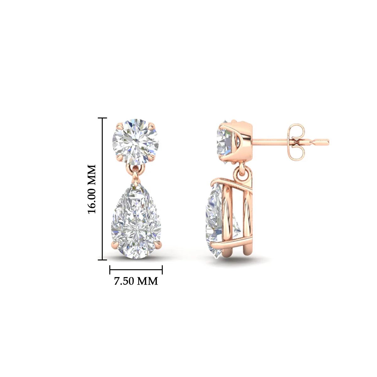 Round And Pear Drop Stud Earrings