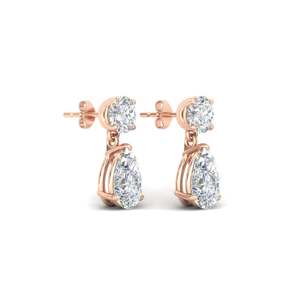 Round And Pear Drop Stud Earrings
