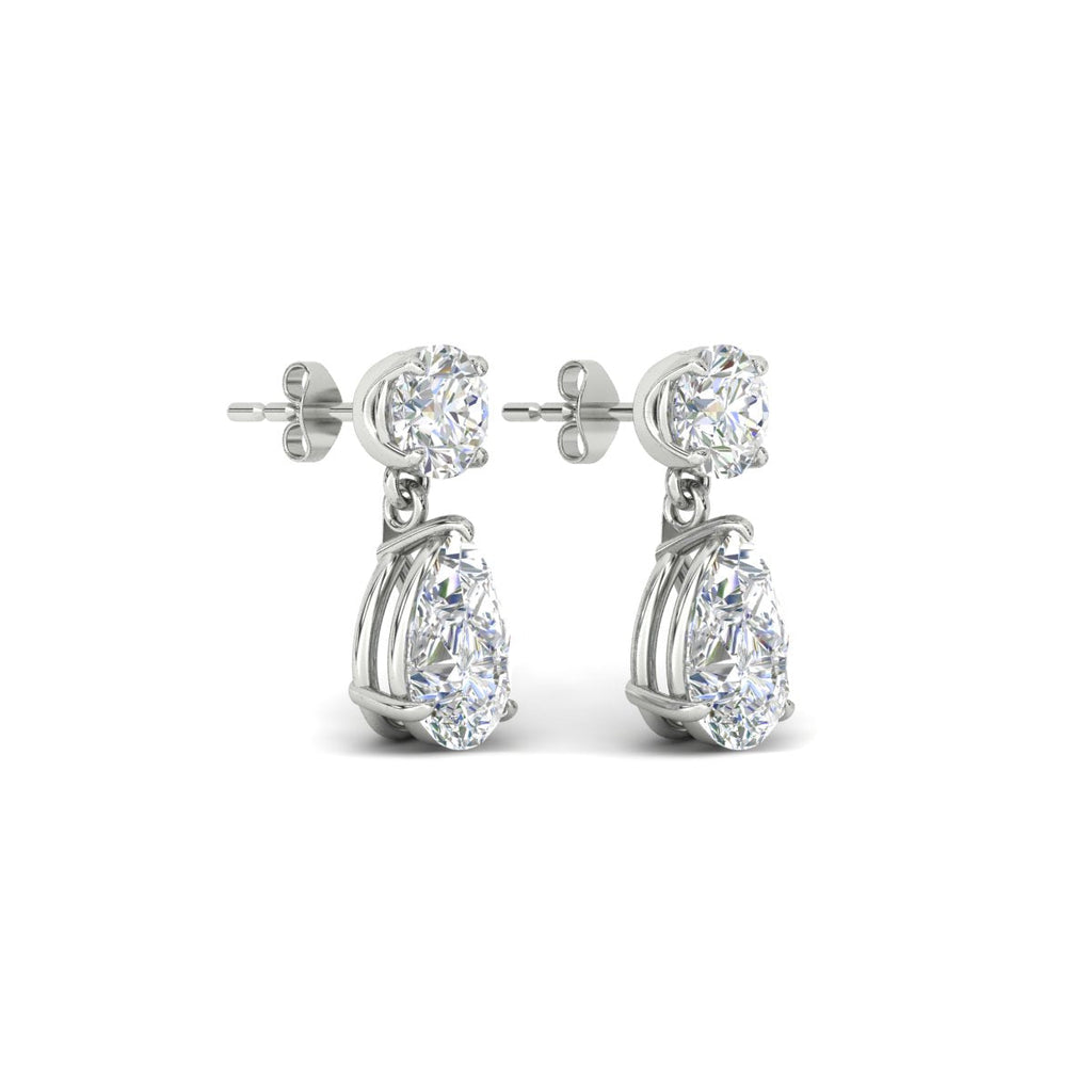 Round And Pear Drop Stud Earrings