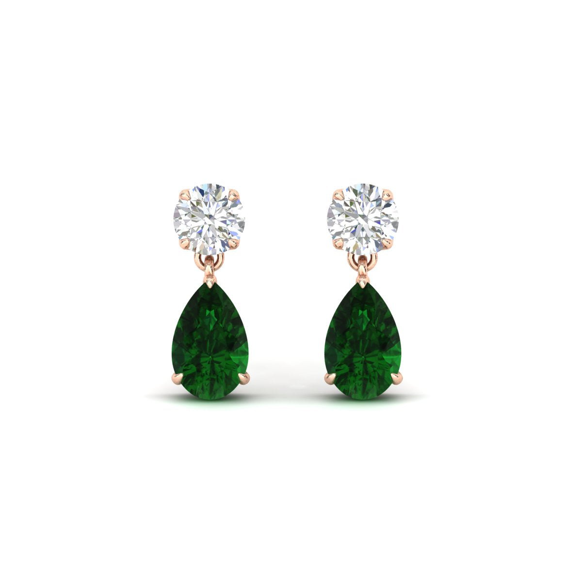 Round And Pear Drop Stud Earrings
