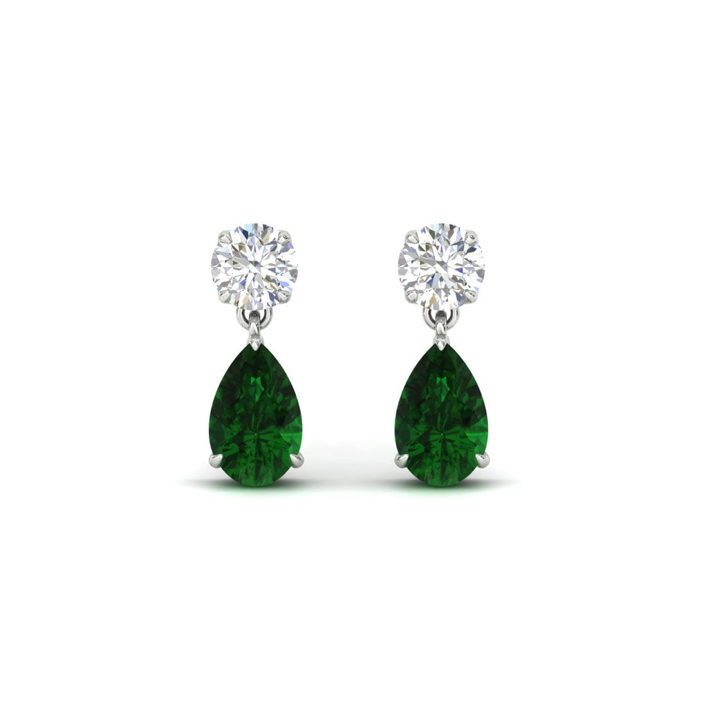 Round And Pear Drop Stud Earrings