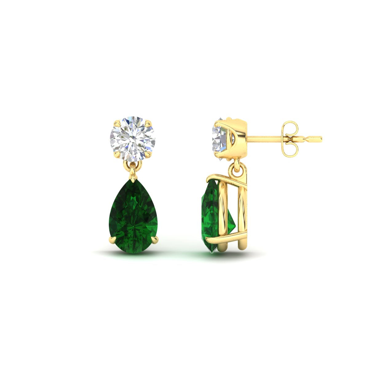 Round And Pear Drop Stud Earrings