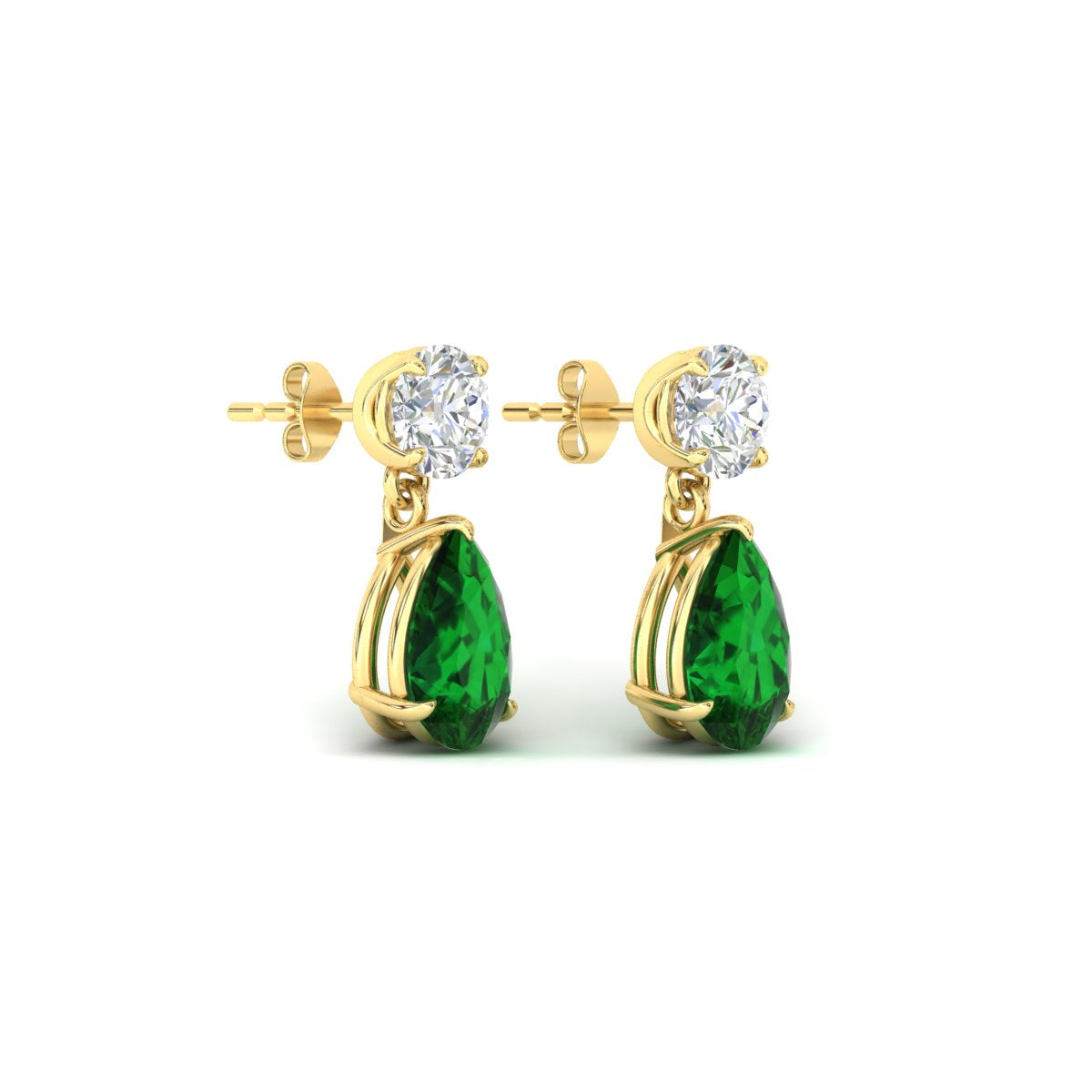 Round And Pear Drop Stud Earrings