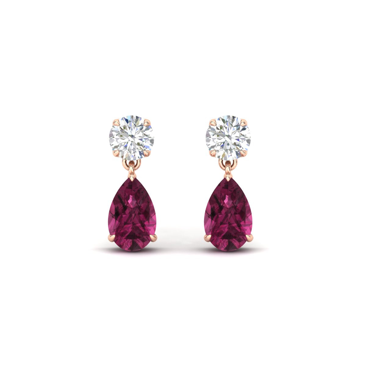 Round And Pear Drop Stud Earrings