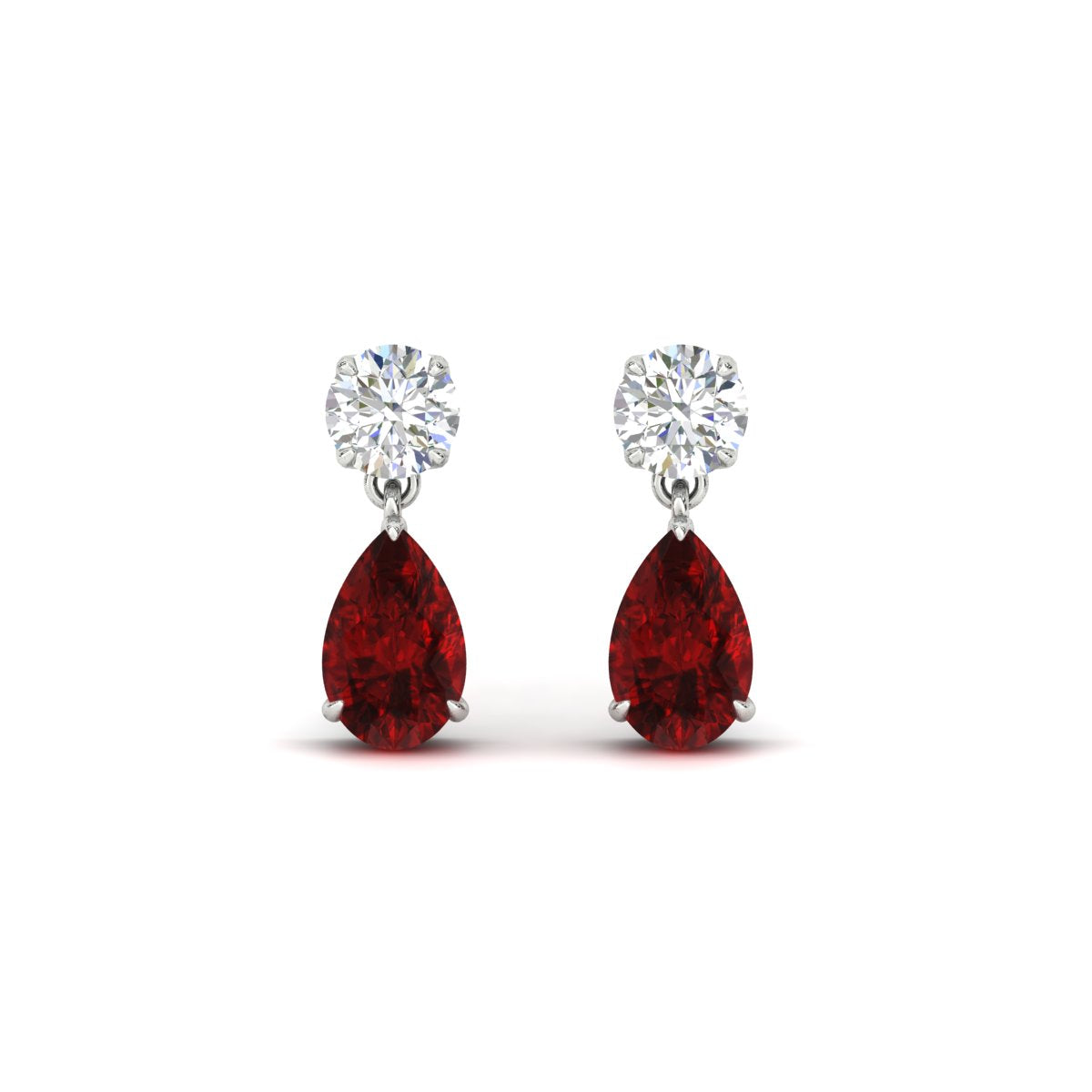 Round And Pear Drop Stud Earrings