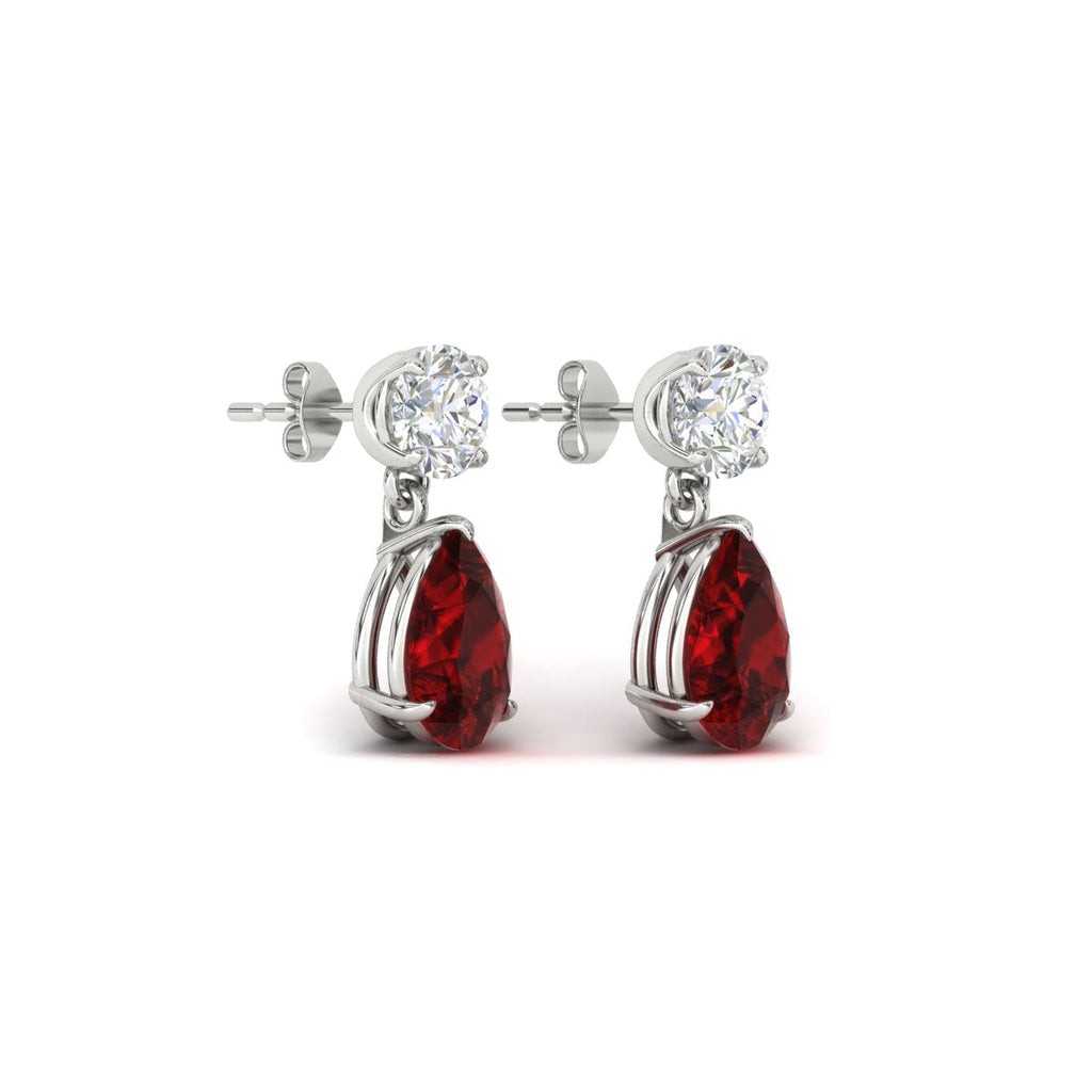 Round And Pear Drop Stud Earrings