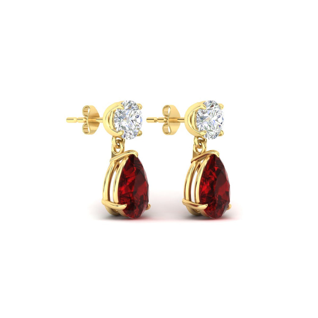 Round And Pear Drop Stud Earrings