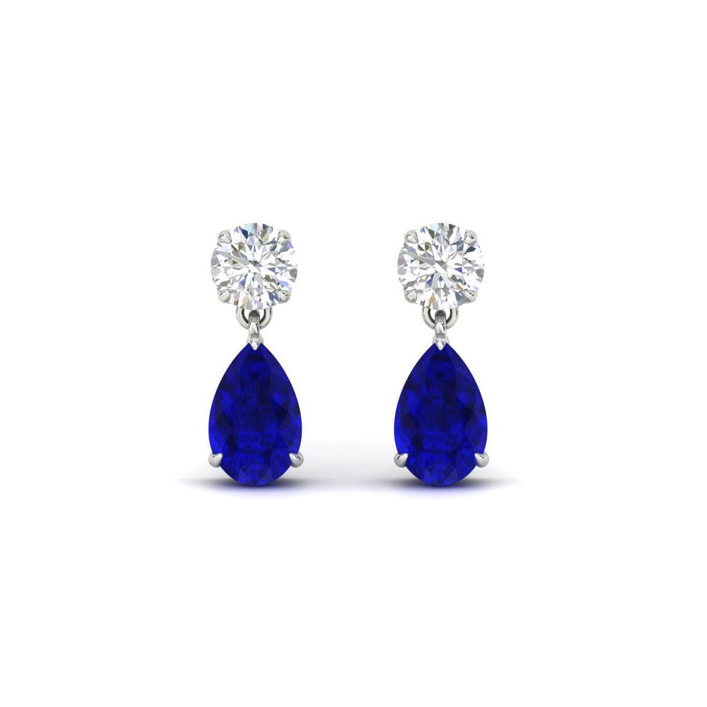 Round And Pear Drop Stud Earrings