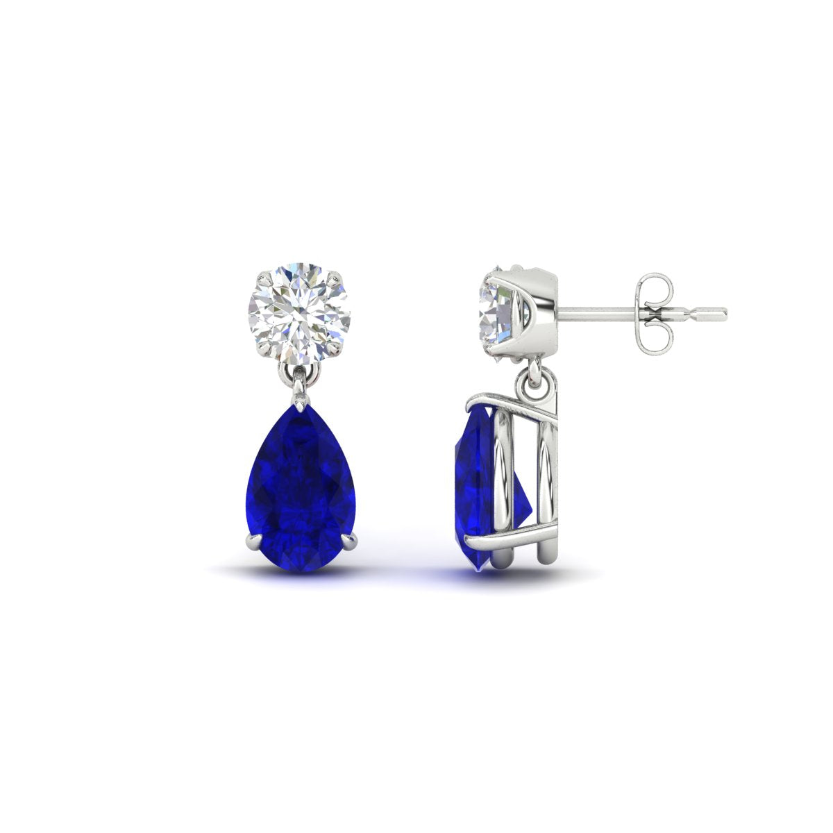 Round And Pear Drop Stud Earrings