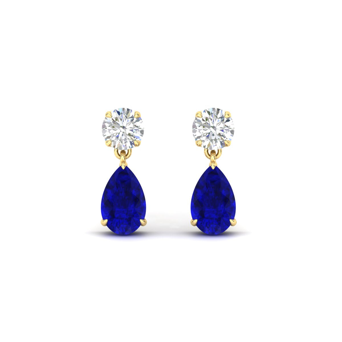 Round And Pear Drop Stud Earrings
