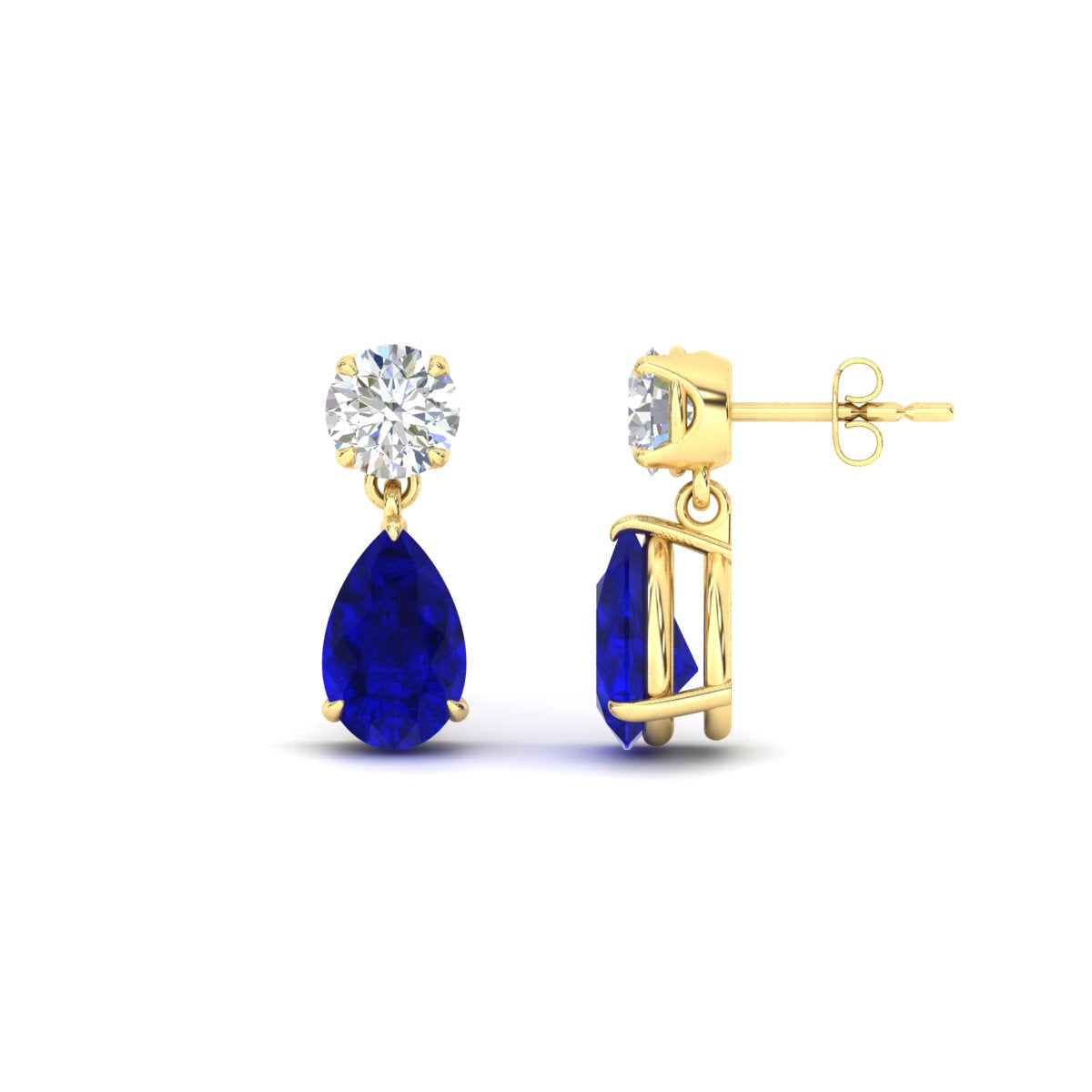 Round And Pear Drop Stud Earrings