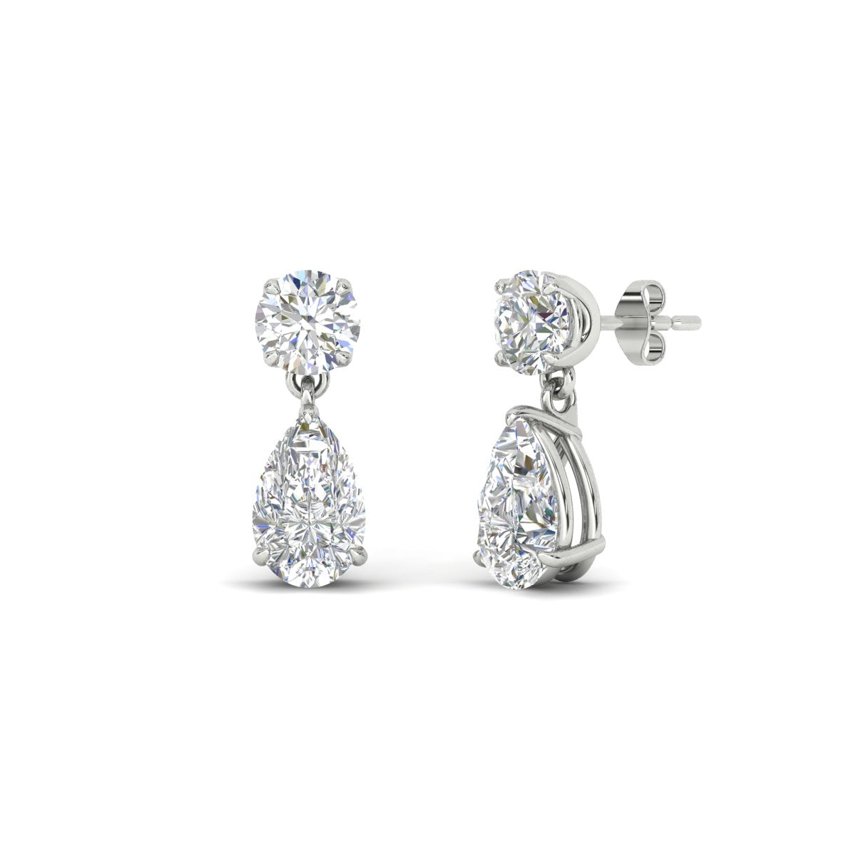 Round And Pear Drop Stud Earrings