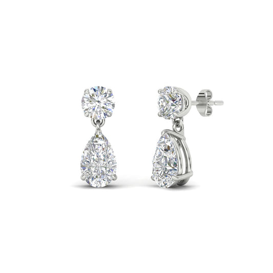 Round And Pear Drop Stud Earrings