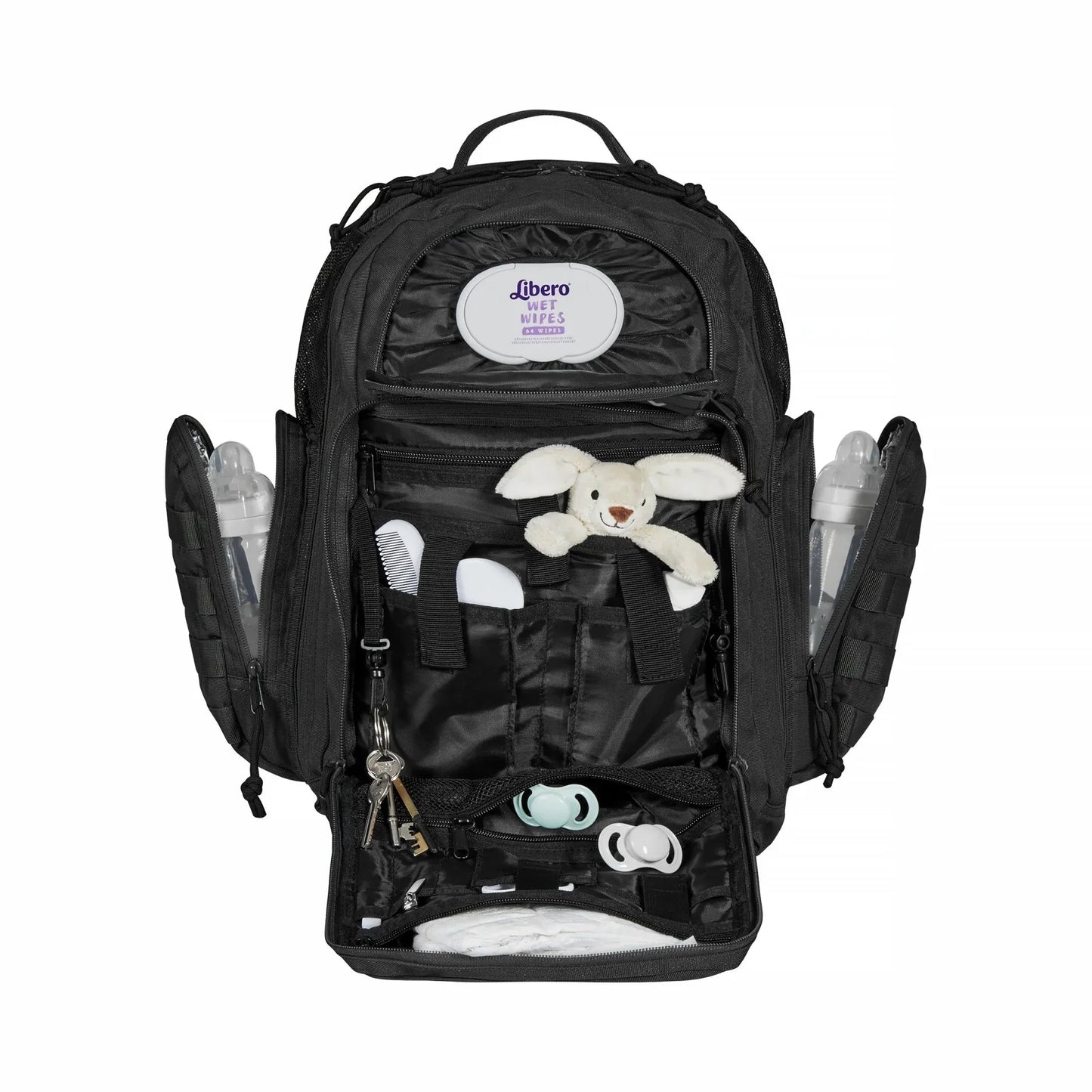 Phil & Jack Dad Diaper Bag Backpack, Baby Diaper Bag with Changing Station, Tactical Military Style, Womens Mens Diaper Bag (Black)
