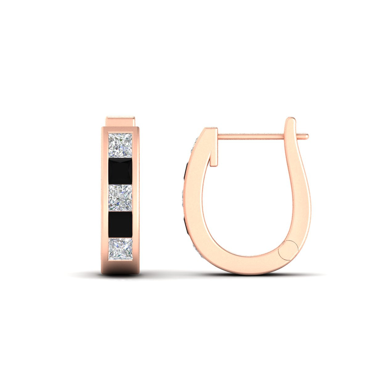 Channel Set Huggie Hoop Earring