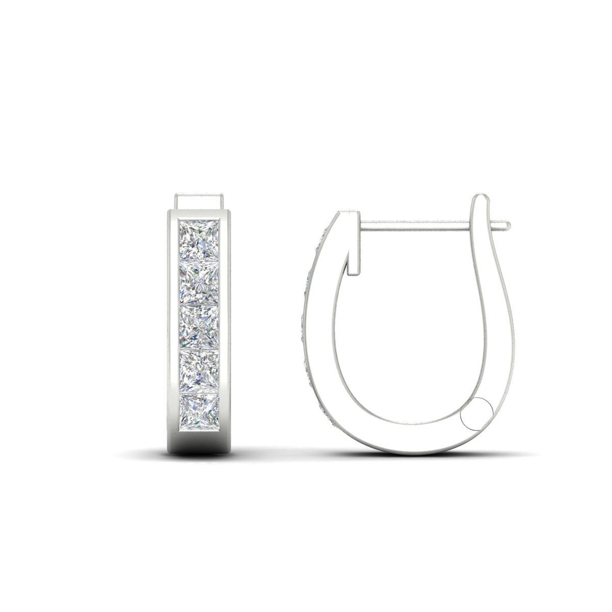 Channel Set Huggie Hoop Earring