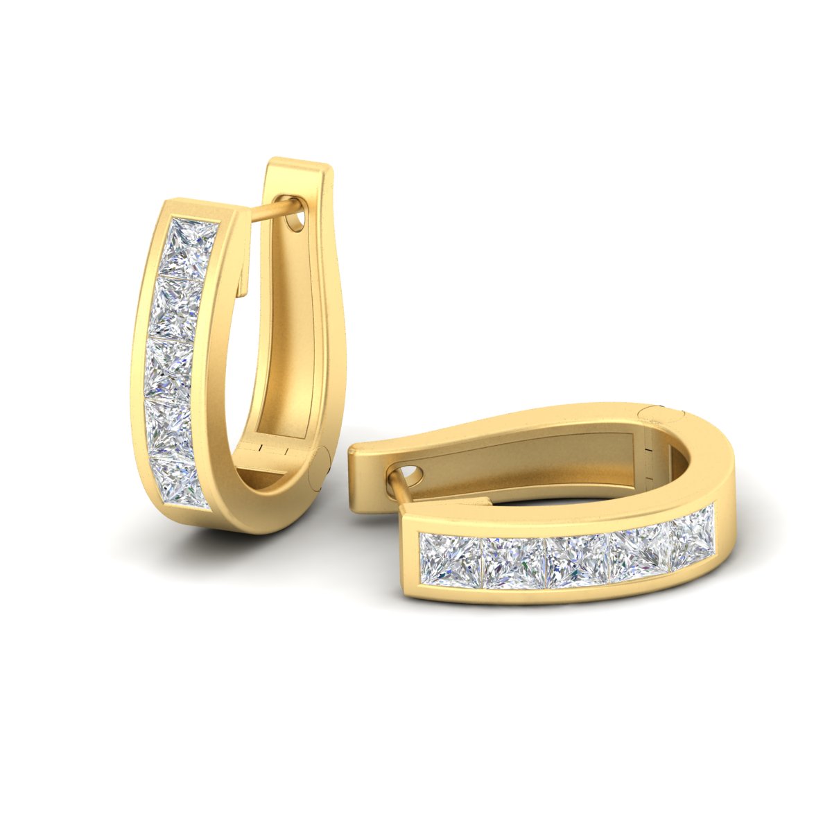 Channel Set Huggie Hoop Earring