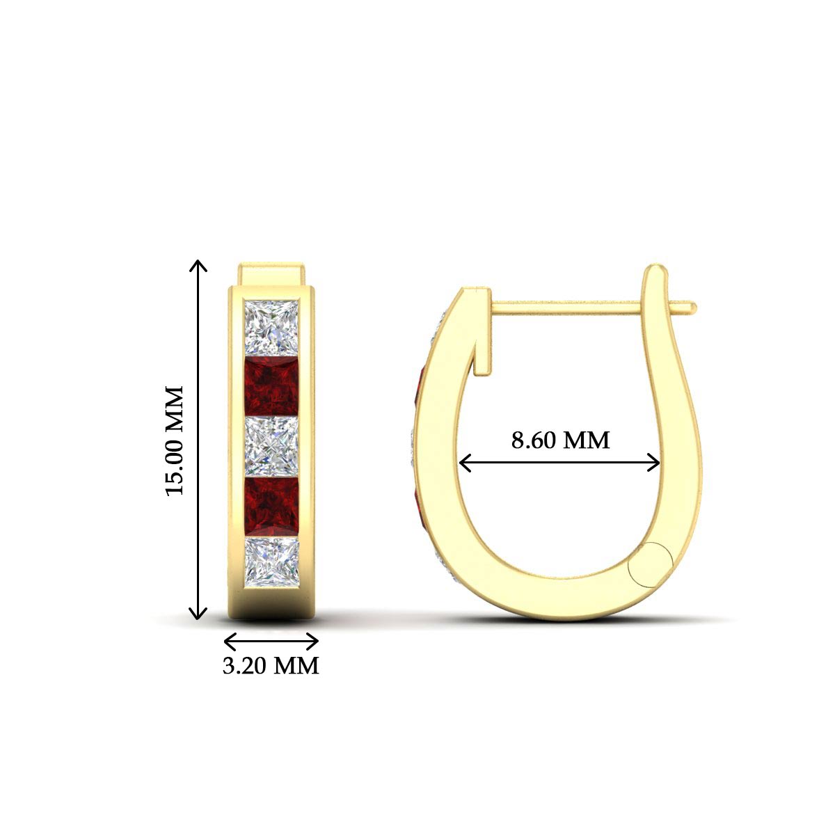 Channel Set Huggie Hoop Earring