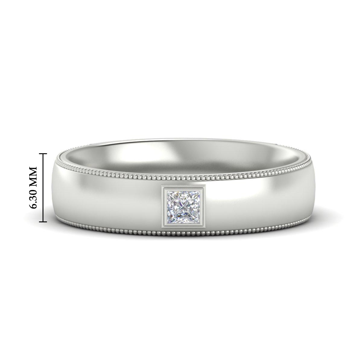 Princess Cut Mens Comfort Fit Promise Ring