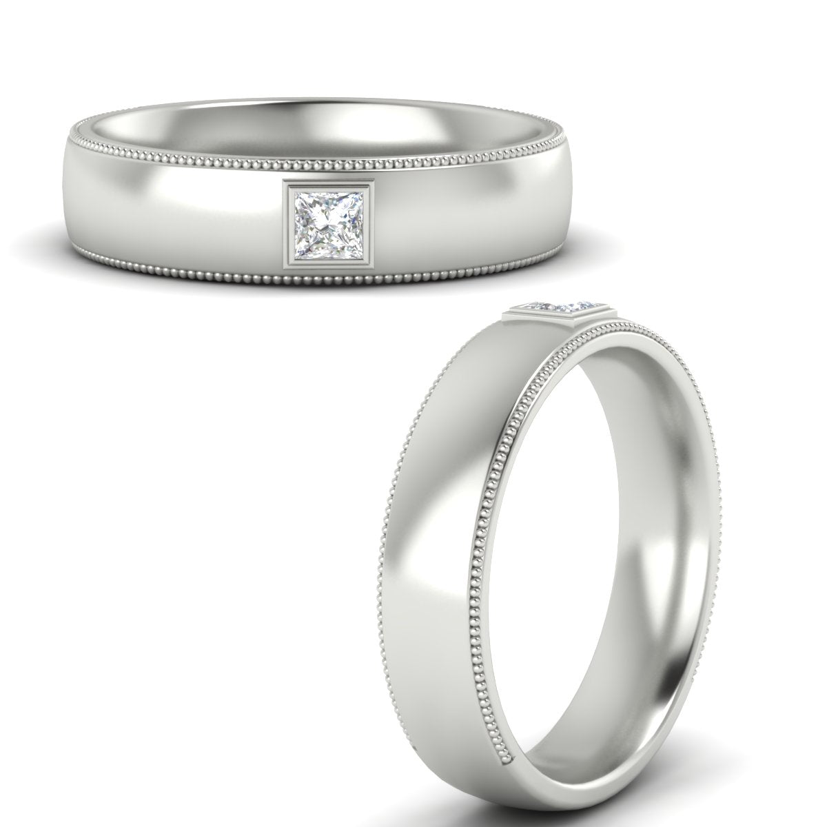 Princess Cut Mens Comfort Fit Promise Ring