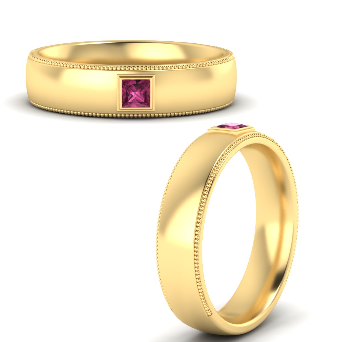 Princess Cut Mens Comfort Fit Promise Ring