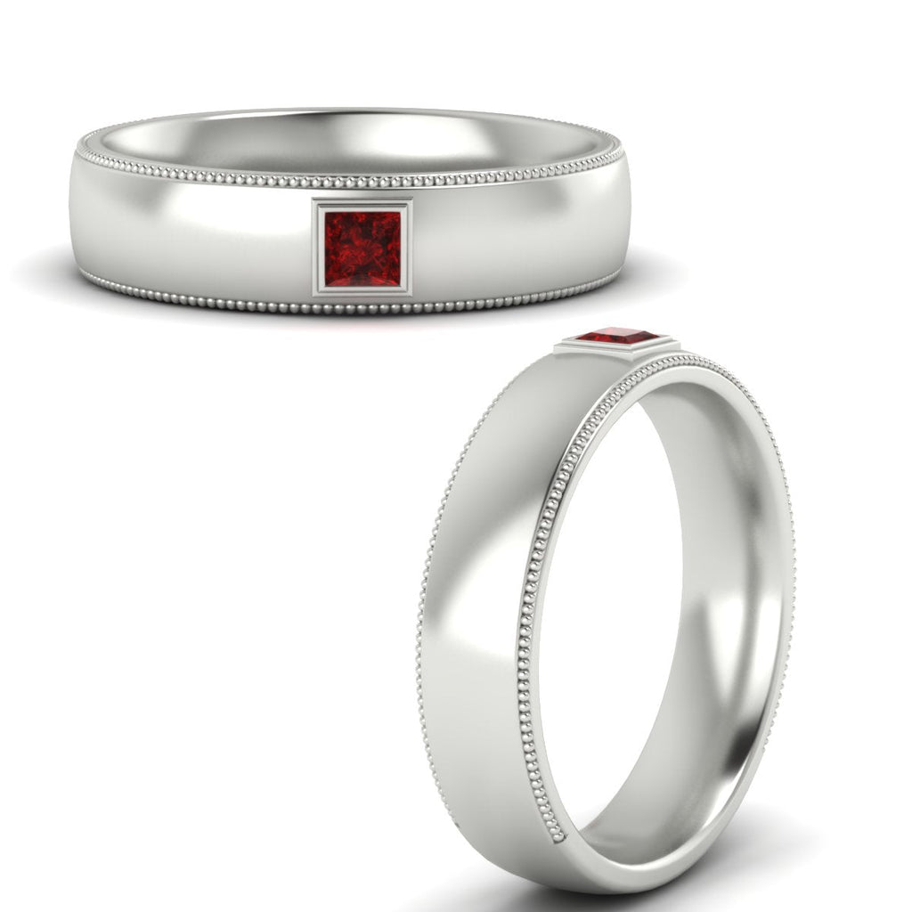 Princess Cut Mens Comfort Fit Promise Ring