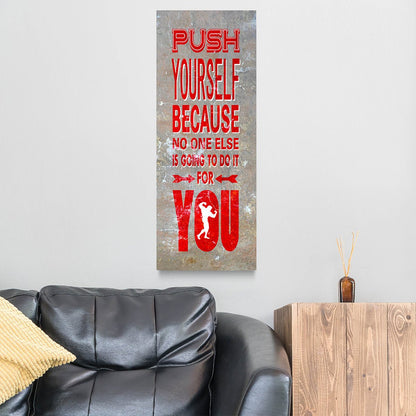 Push Yourself Gym Fitness Motivational Canvas Wall Art Men's Fitness Motivation Decor