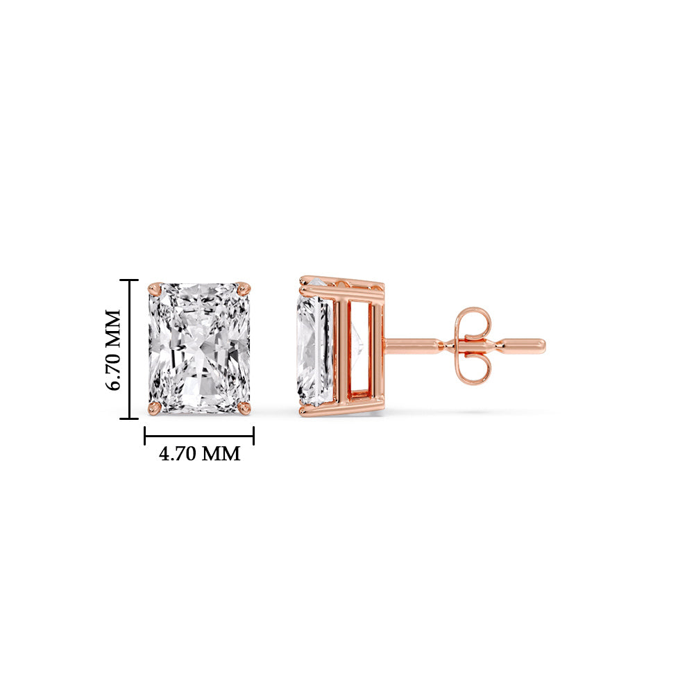Radiant Diamond Basket Stud Earring