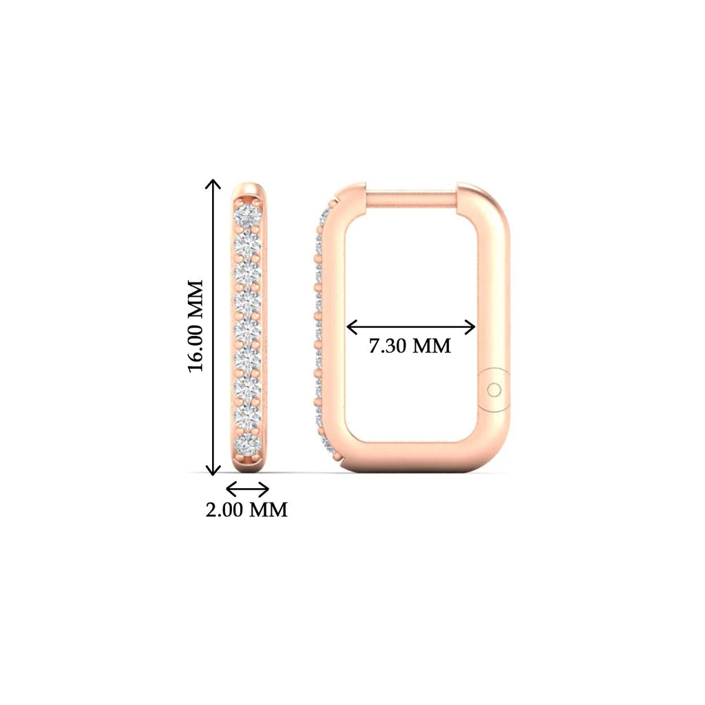 Rectangle Diamond Hoop Earring