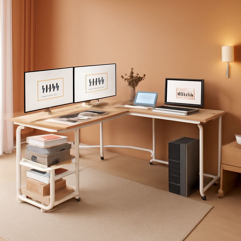 69 Inch Reversible L Shaped Desk For Home Office Use