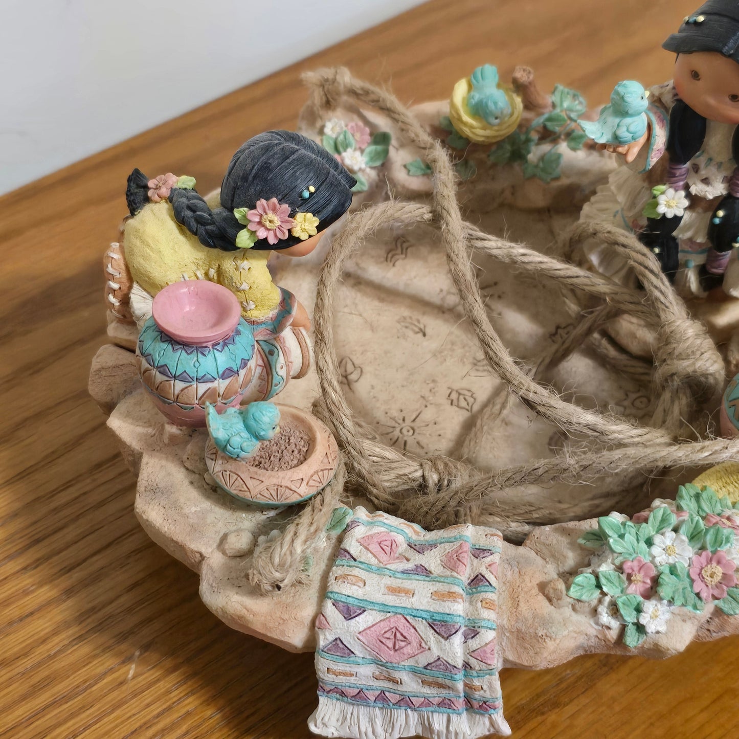 1997 Enesco Friends of the Feather Hanging Bowl Figurine by Karen Hahn