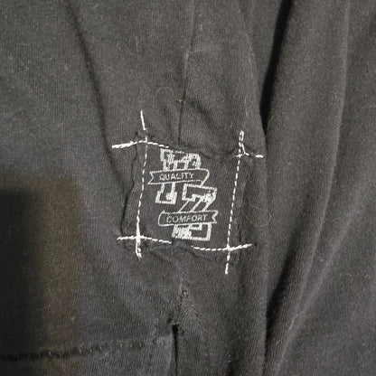 Point Zero Henley T-Shirt Skull Bird Graphic Black Vintage Wash Medium