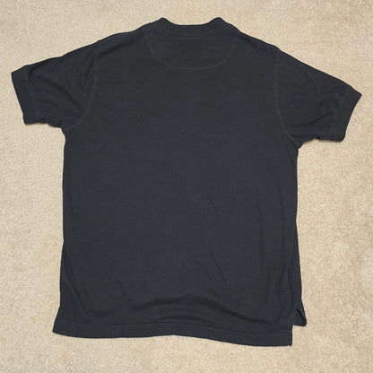Point Zero Henley T-Shirt Skull Bird Graphic Black Vintage Wash Medium