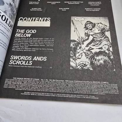 Savage Sword of Conan #168 (Dec 1989) Marvel Magazine