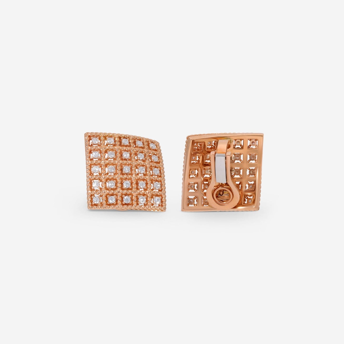 Roberto Coin Byzantine Barocco 18K Rose Gold Diamond Clip Earrings 7771948AXERX