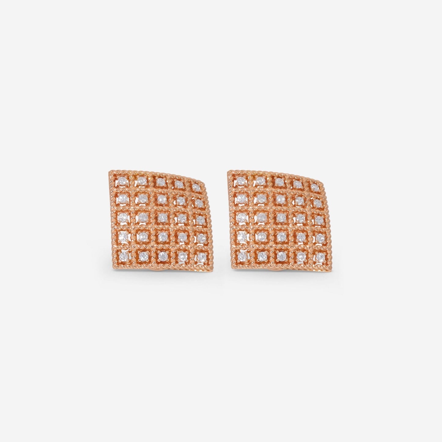 Roberto Coin Byzantine Barocco 18K Rose Gold Diamond Clip Earrings 7771948AXERX