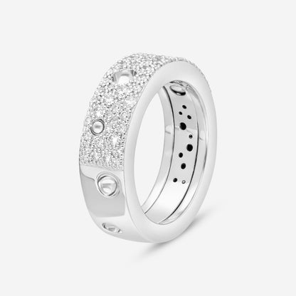 Roberto Coin Pois Moi Luna 18K White Gold Diamond Band Ring Sz. 6.5 8882509AW70X